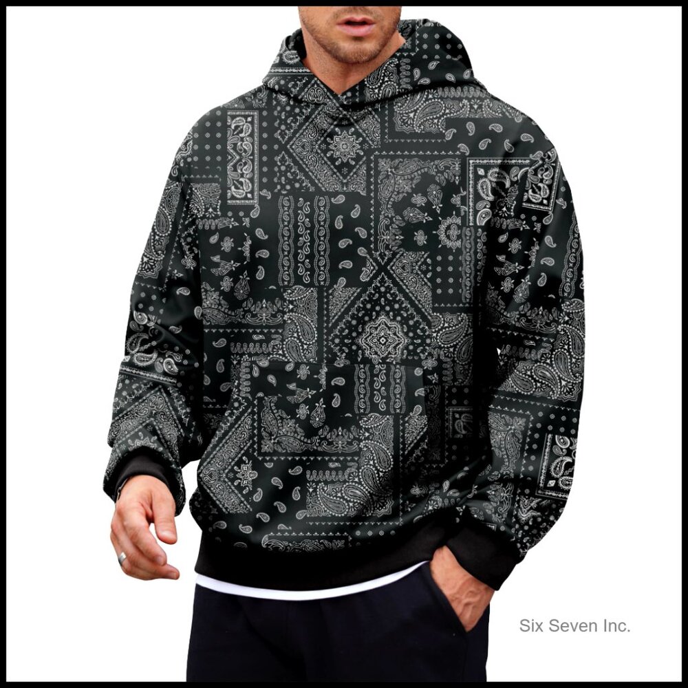 Men's Camo Hoodie Forest Print Midweight Soft Casual Pullover With Pocket
